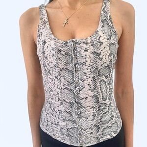 Oh le Snake print corset top with zip up back